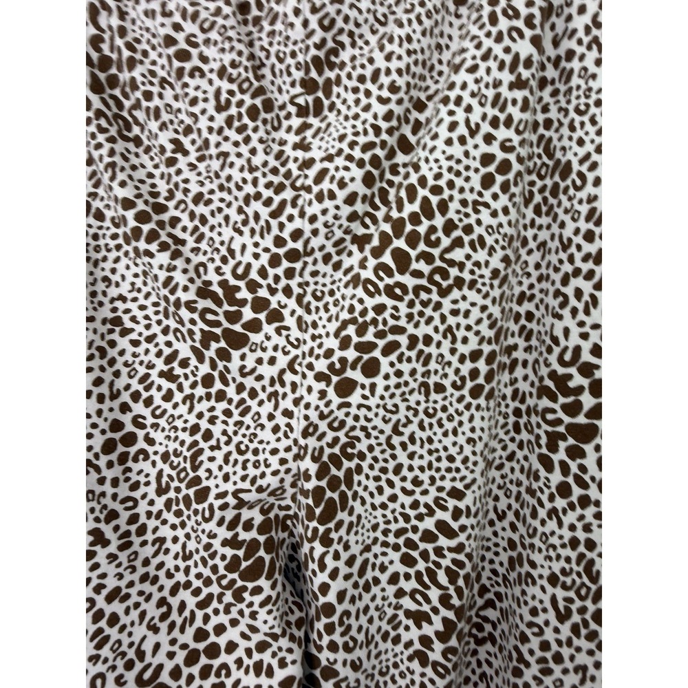 LANDS END Womens 2 PC Cheetah PAJAMAS Set MP Knit Top Pants Brown Animal Print - Picture 4 of 12